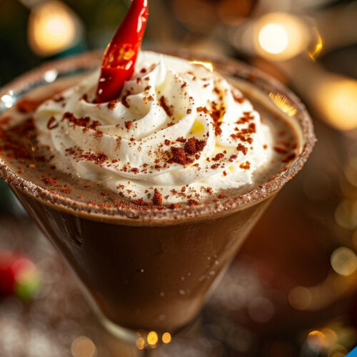 Red Hot Santa Tini Cocktail Recipe - Spicy Chocolate Delight