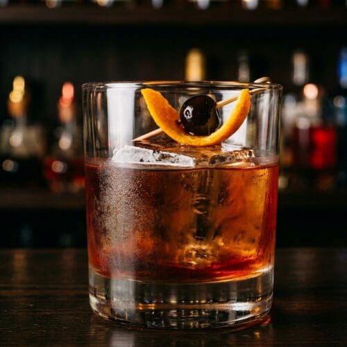 Bisp cocktail in rocks glass with clear ice