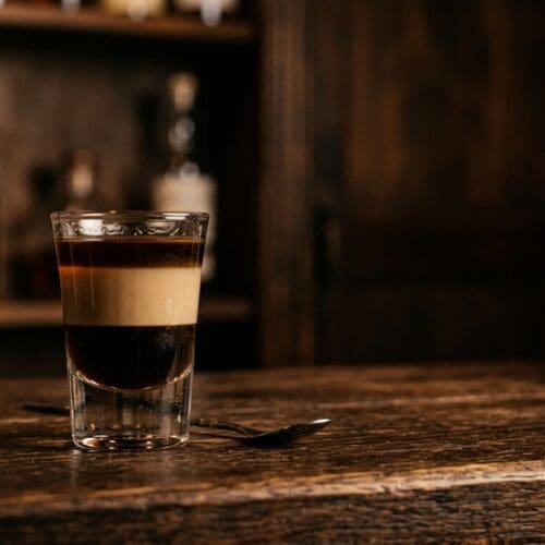 Rattlesnake layered shot of coffee liqueur and cream